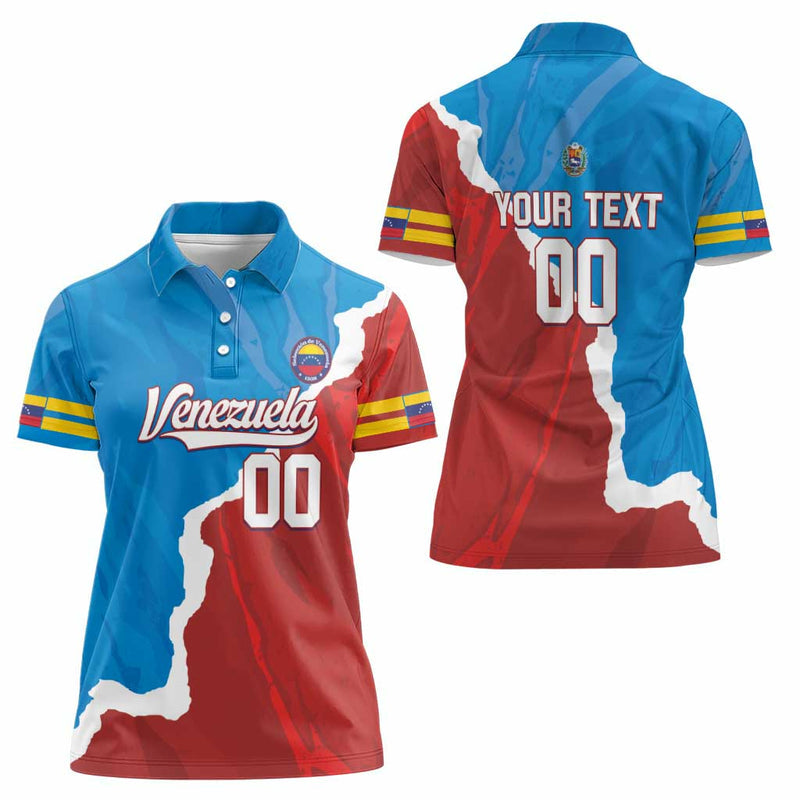 Custom Baseball Venezuela Go Champions Grunge Style Women Polo Shirt