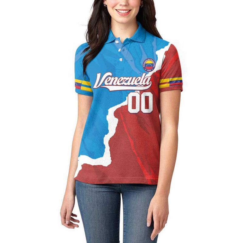 Custom Baseball Venezuela Go Champions Grunge Style Women Polo Shirt
