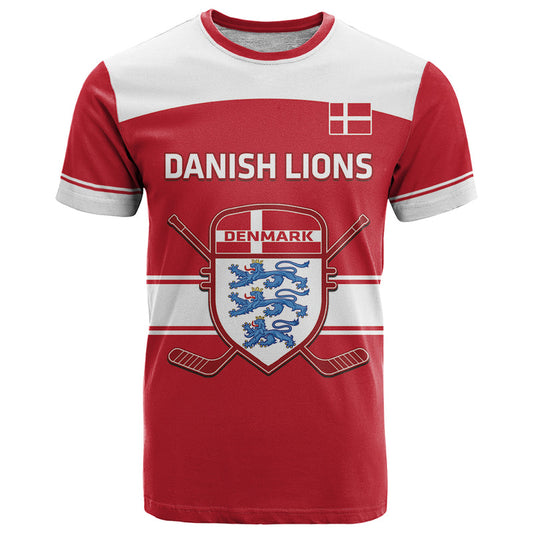 Custom Denmark Hockey Go Danish Lions T Shirt