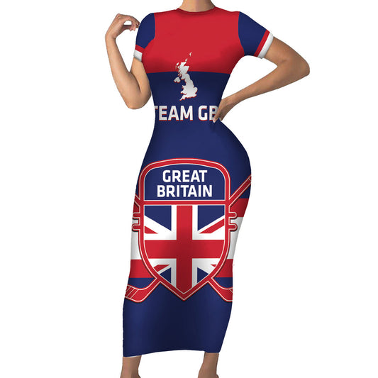 Custom Great Britain Hockey Go Gb Team Short Sleeve Bodycon Dress