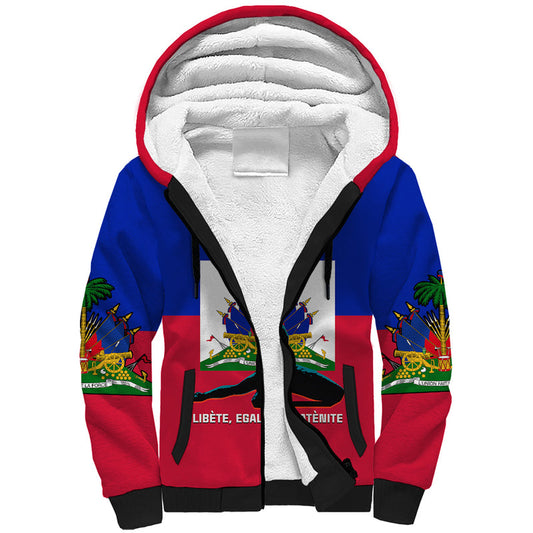 (Custom Personalised) Haiti Negre Marron With Haitian Flag Sherpa Hoodie