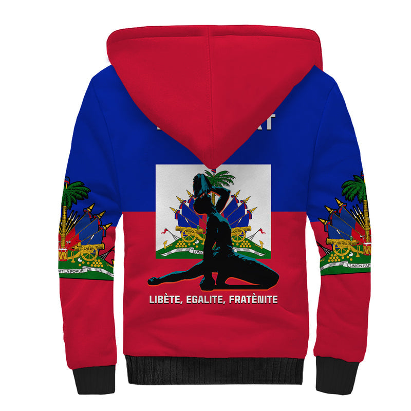 (Custom Personalised) Haiti Negre Marron With Haitian Flag Sherpa Hoodie