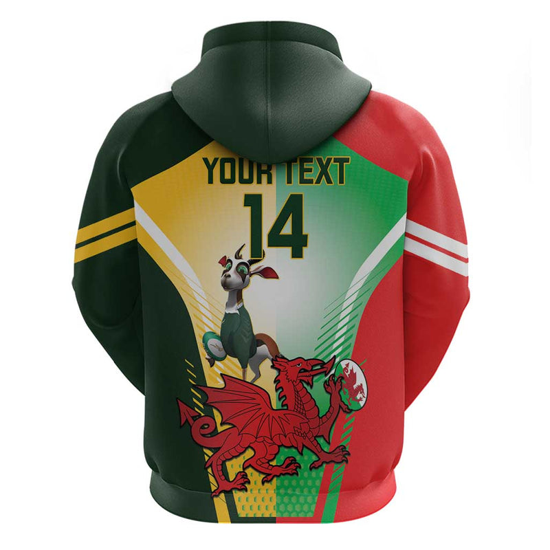 Custom South Africa And Wales Rugby Springboks Welsh Mascots Dynamic Version Hoodie