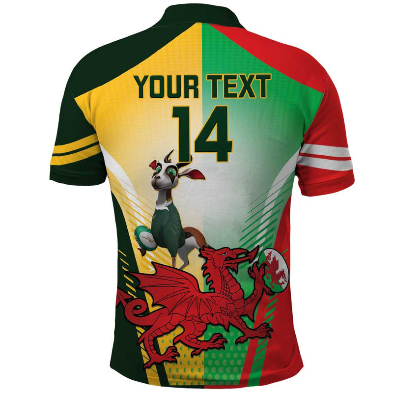 Custom South Africa And Wales Rugby Springboks Welsh Mascots Dynamic Version Polo Shirt