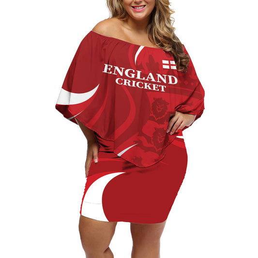 Custom England Cricket 2024 World Cup Go Champions Off Shoulder Short Dress