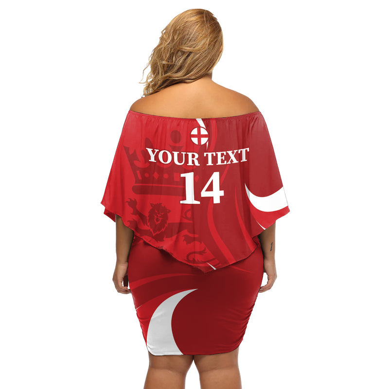 Custom England Cricket 2024 World Cup Go Champions Off Shoulder Short Dress