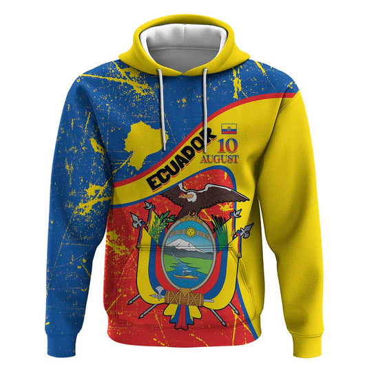 Ecuador Independence Day Coat Of Arms Grunge Style Hoodie