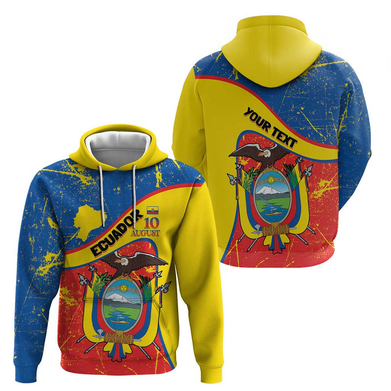 Ecuador Independence Day Coat Of Arms Grunge Style Hoodie