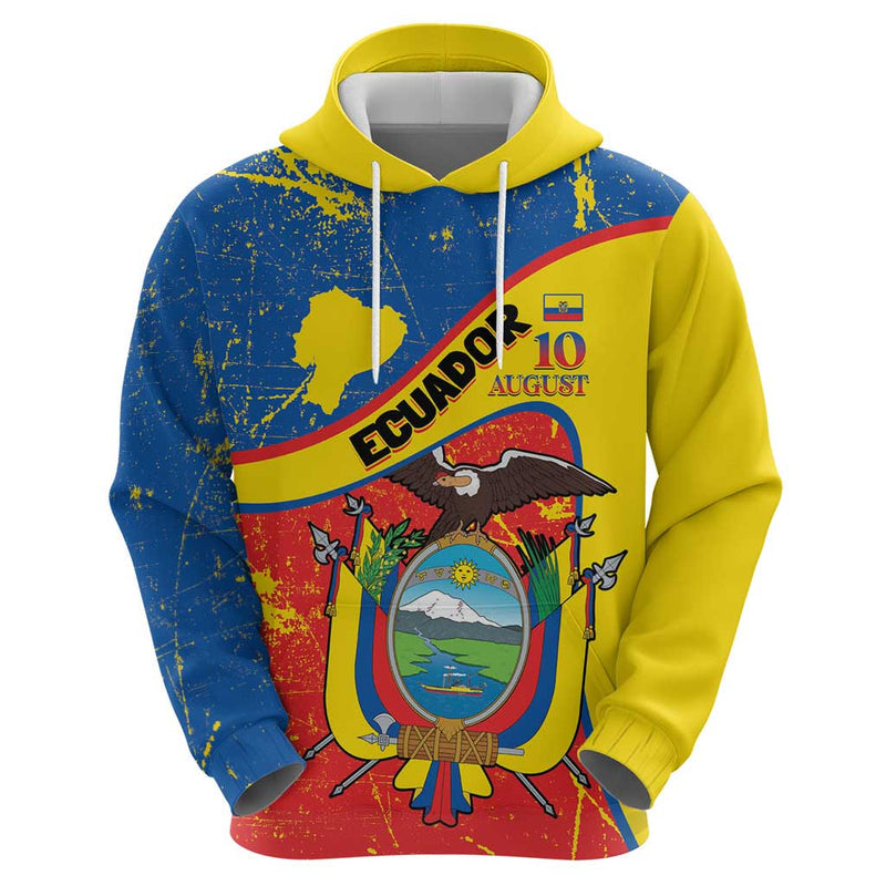 Ecuador Independence Day Coat Of Arms Grunge Style Hoodie