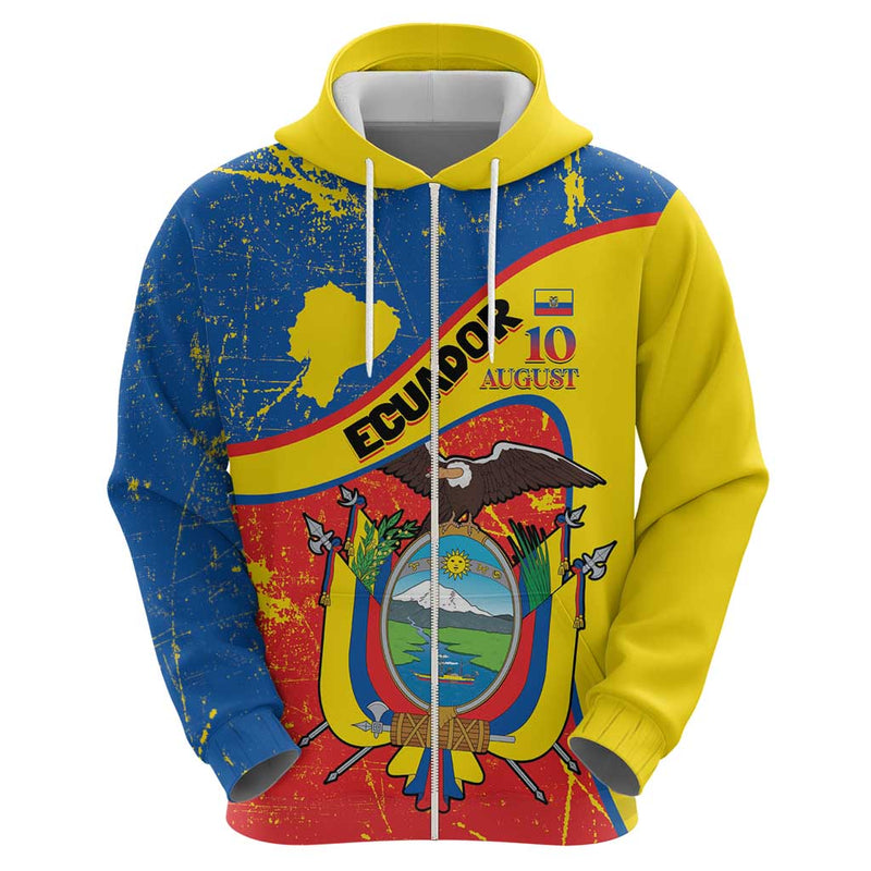 Ecuador Independence Day Coat Of Arms Grunge Style Hoodie