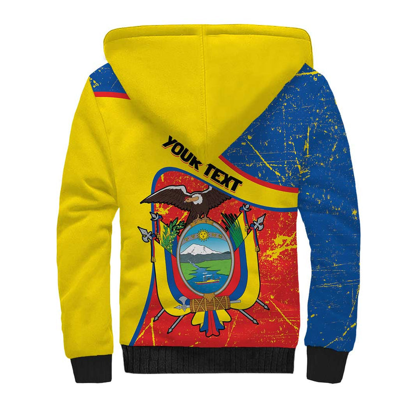 Ecuador Independence Day Coat Of Arms Grunge Style Sherpa Hoodie