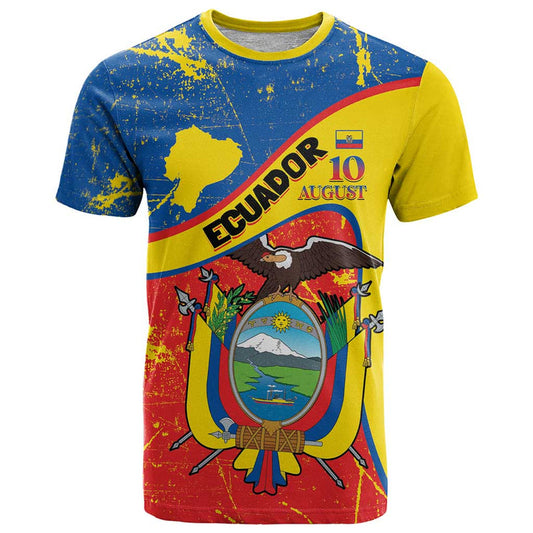 Ecuador Independence Day Coat Of Arms Grunge Style T Shirt