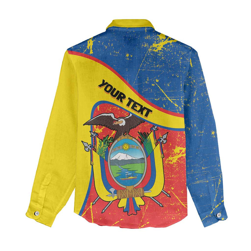 Ecuador Independence Day Coat Of Arms Grunge Style Women Casual Shirt