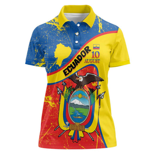 Ecuador Independence Day Coat Of Arms Grunge Style Women Polo Shirt