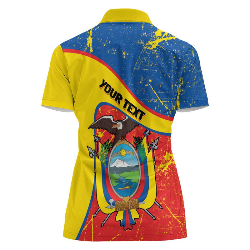 Ecuador Independence Day Coat Of Arms Grunge Style Women Polo Shirt
