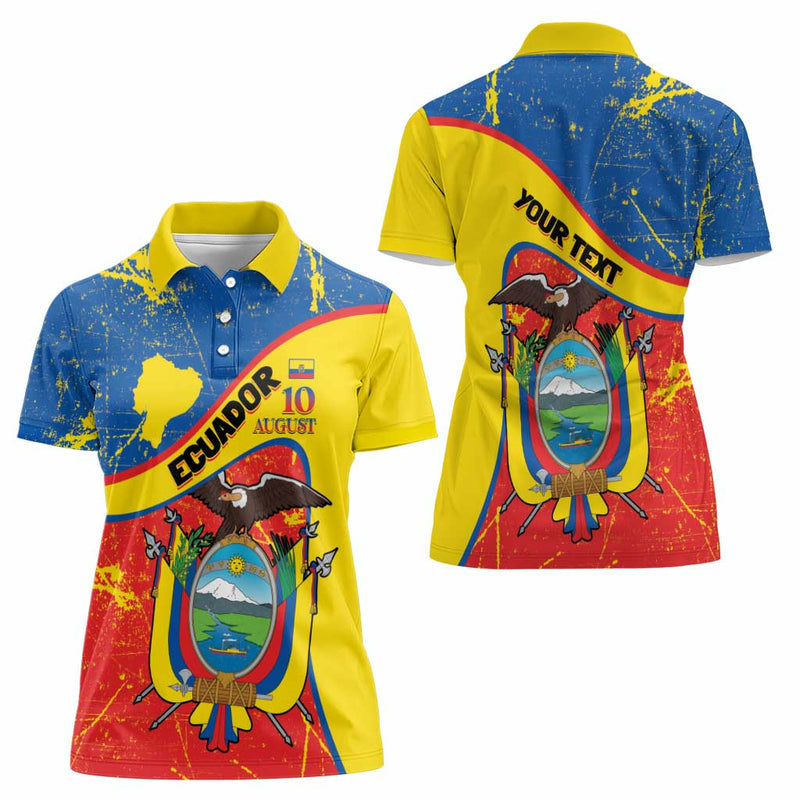 Ecuador Independence Day Coat Of Arms Grunge Style Women Polo Shirt