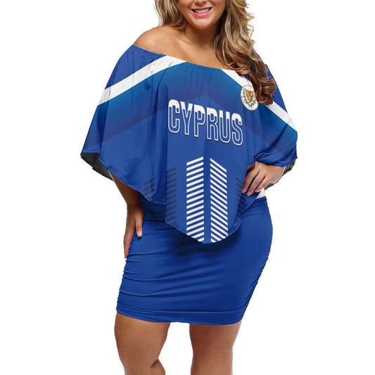 Custom Cyprus Football Go Champions Off Shoulder Short Dress