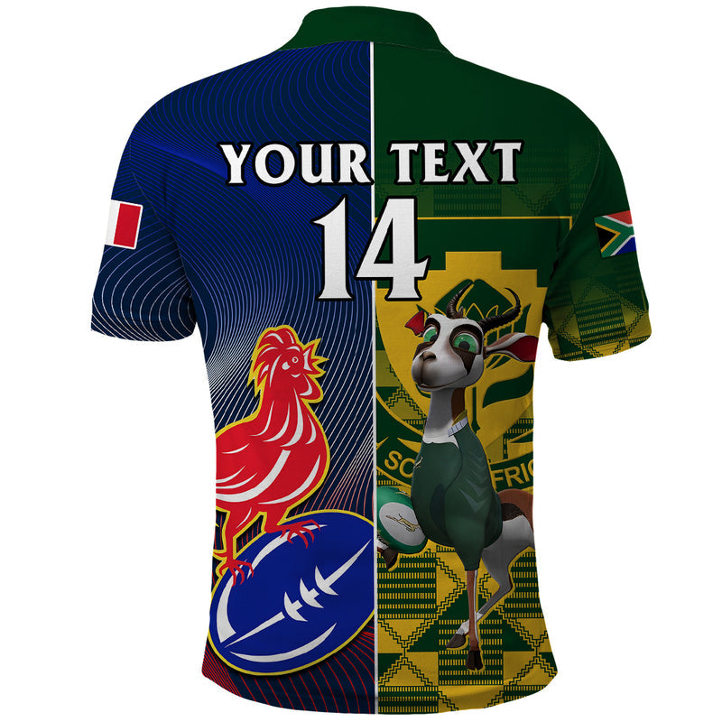 Custom South Africa And France Rugby Springboks With Les Bleus Together 2023 World Cup Polo Shirt