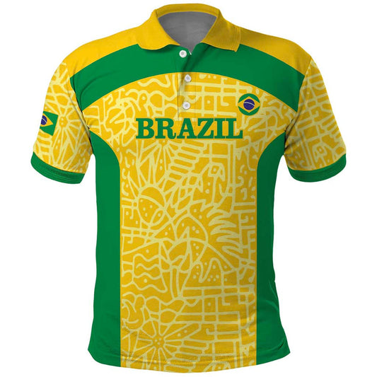 Custom Brazil Football Vamos Selecao - Yellow Polo Shirt