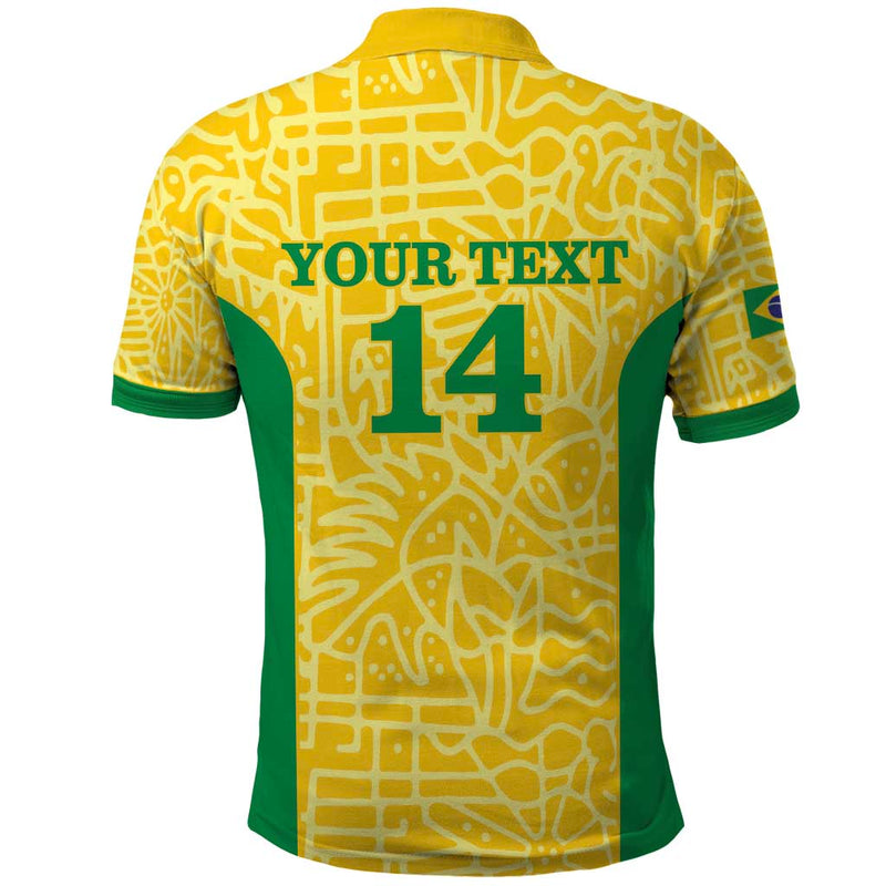 Custom Brazil Football Vamos Selecao - Yellow Polo Shirt
