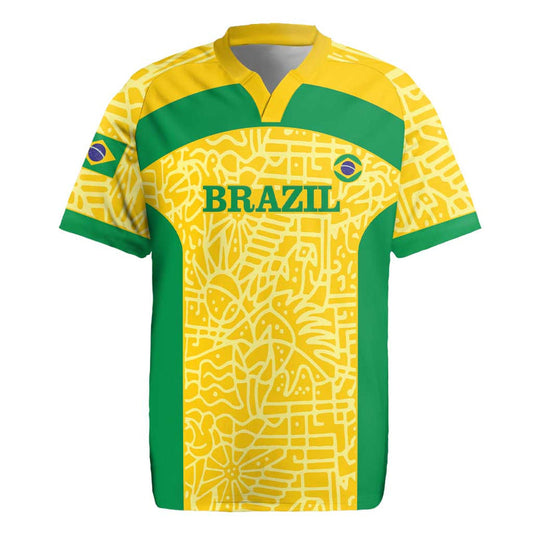 Custom Brazil Football Vamos Selecao - Yellow Rugby Jersey