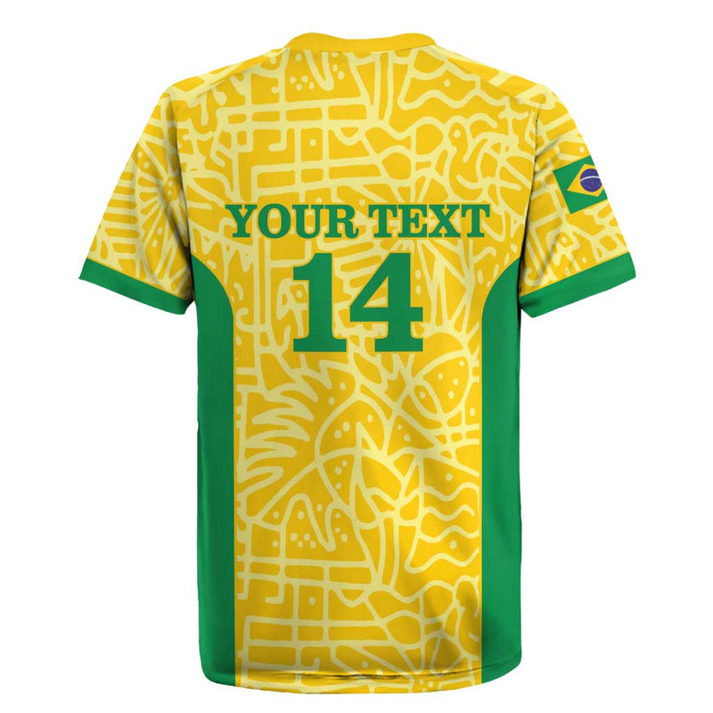 Custom Brazil Football Vamos Selecao - Yellow Rugby Jersey