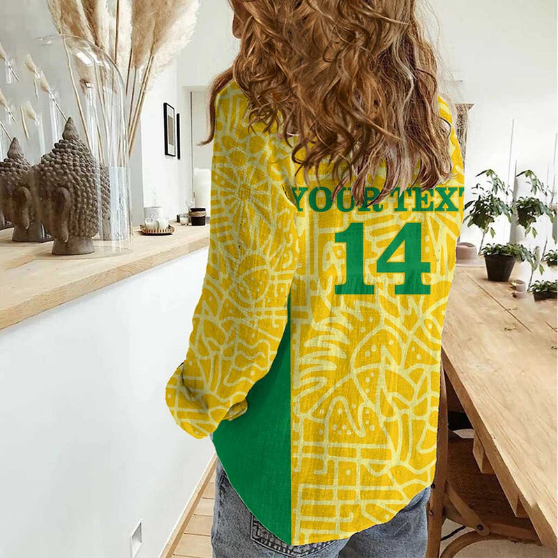 Custom Brazil Football Vamos Selecao - Yellow Women Casual Shirt