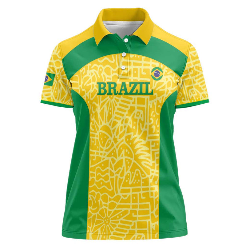 Custom Brazil Football Vamos Selecao - Yellow Women Polo Shirt
