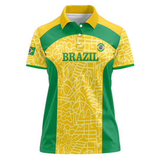 Custom Brazil Football Vamos Selecao - Yellow Women Polo Shirt