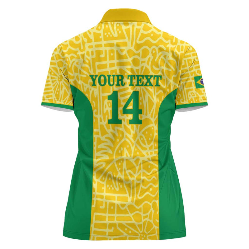Custom Brazil Football Vamos Selecao - Yellow Women Polo Shirt