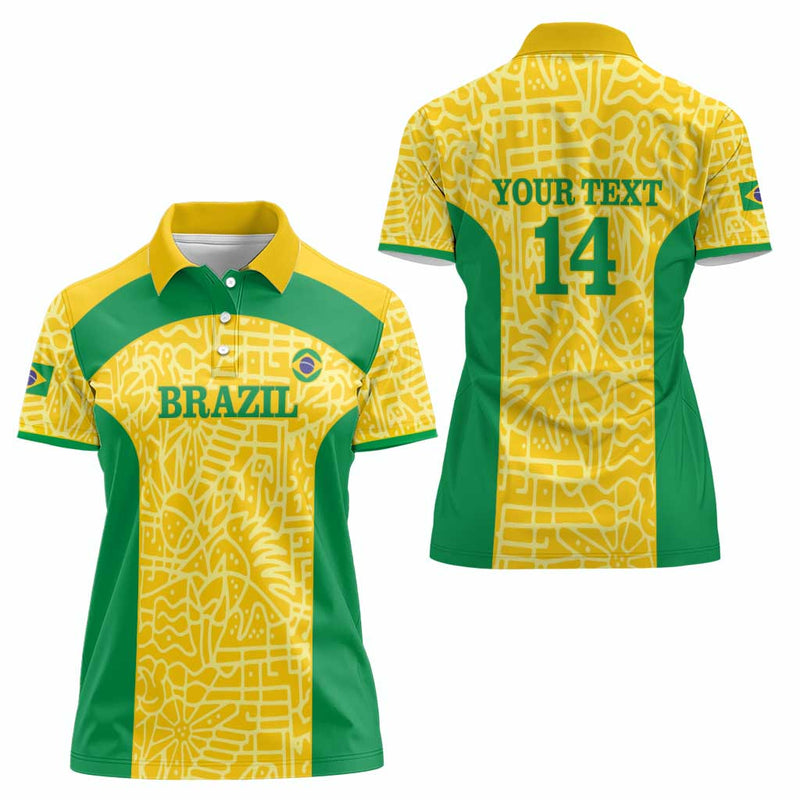 Custom Brazil Football Vamos Selecao - Yellow Women Polo Shirt
