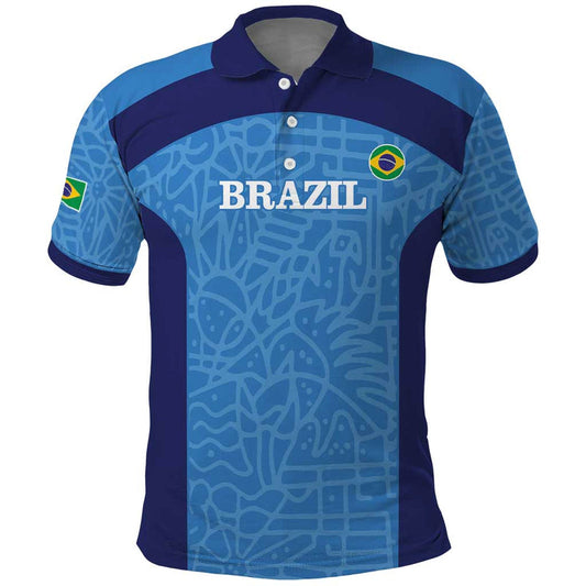Custom Brazil Football Vamos Selecao - Blue Polo Shirt