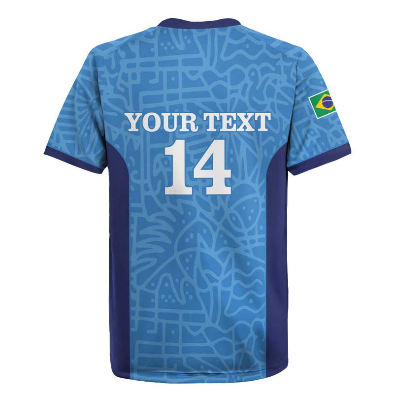 Custom Brazil Football Vamos Selecao - Blue Rugby Jersey