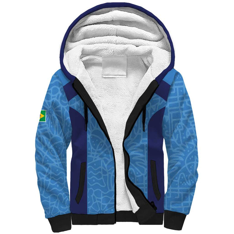 Custom Brazil Football Vamos Selecao - Blue Sherpa Hoodie