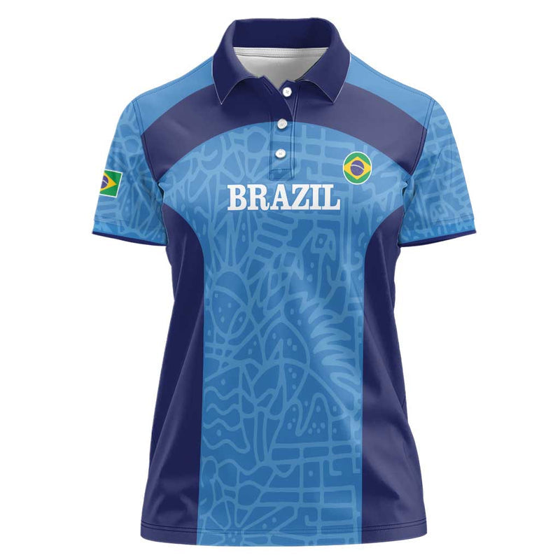 Custom Brazil Football Vamos Selecao - Blue Women Polo Shirt