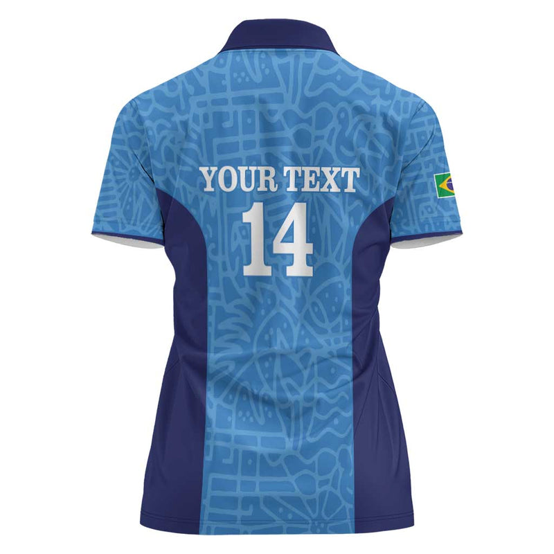 Custom Brazil Football Vamos Selecao - Blue Women Polo Shirt