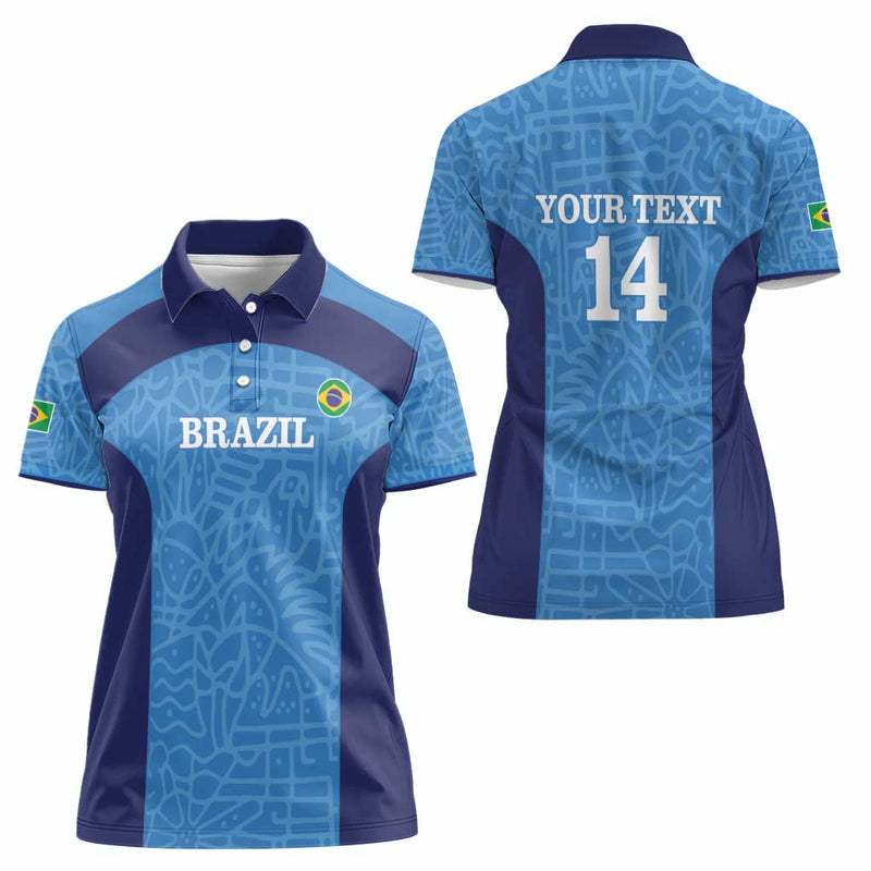 Custom Brazil Football Vamos Selecao - Blue Women Polo Shirt