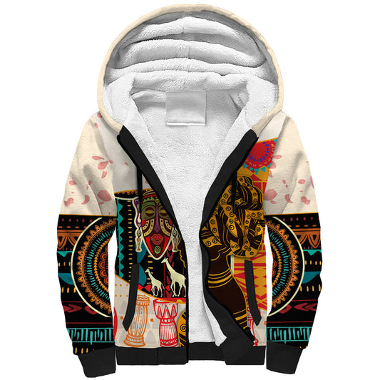 Africa International Women Day African Pattern Sherpa Hoodie