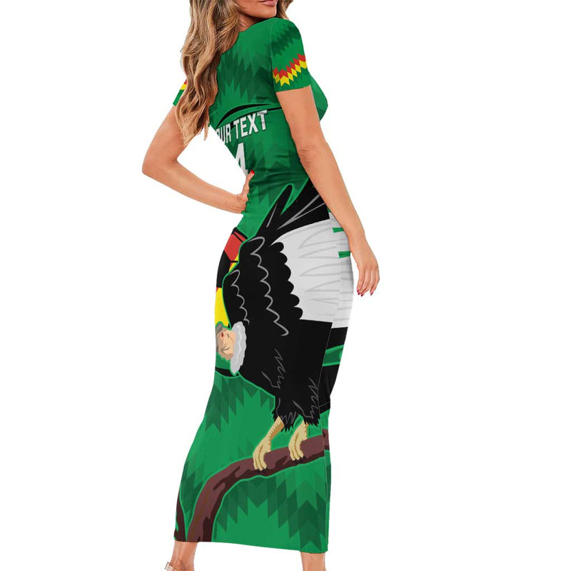 Custom Bolivia Football Andean Condor Vamo La Verde Short Sleeve Bodycon Dress