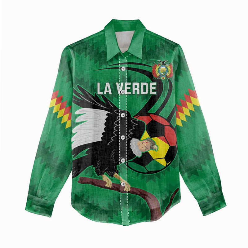 Custom Bolivia Football Andean Condor Vamo La Verde Women Casual Shirt