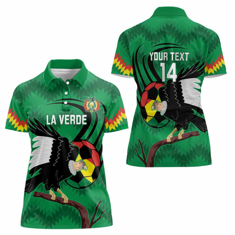 Custom Bolivia Football Andean Condor Vamo La Verde Women Polo Shirt