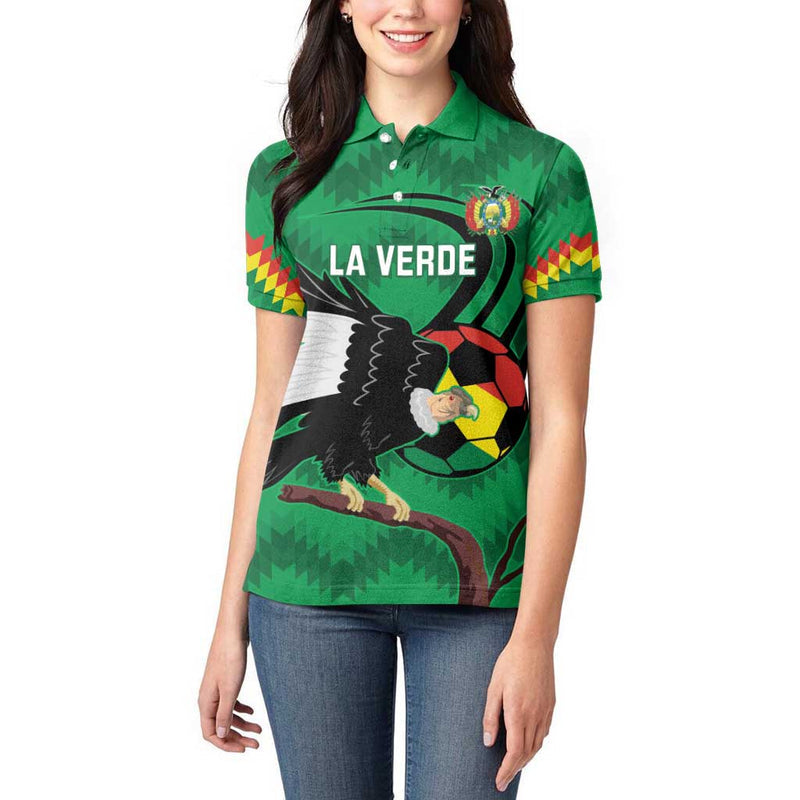 Custom Bolivia Football Andean Condor Vamo La Verde Women Polo Shirt