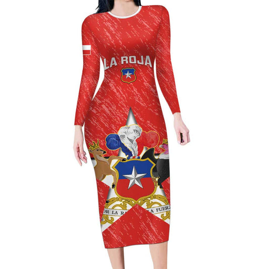 Custom Chile Football Vamos La Roja Long Sleeve Bodycon Dress