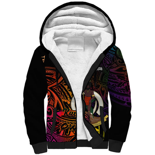 (Custom Personalised) Vanuatu Kava Bowl Mix Polynesian Gradient Style Sherpa Hoodie