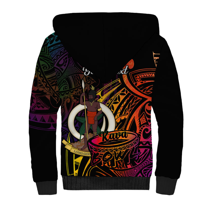 (Custom Personalised) Vanuatu Kava Bowl Mix Polynesian Gradient Style Sherpa Hoodie