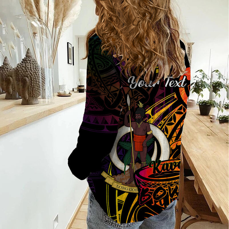 (Custom Personalised) Vanuatu Kava Bowl Mix Polynesian Gradient Style Women Casual Shirt