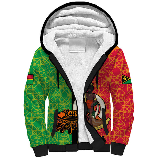 (Custom Personalised) Vanuatu Kava Bowl Mix Sand Drawing Flag Style Sherpa Hoodie