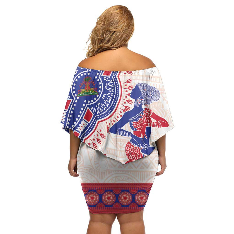 Afro-haitians Proud Haiti Coat Of Arms Dashiki Off Shoulder Short Dress