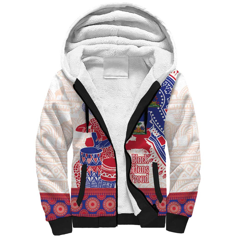 Afro-Haitians Proud Haiti Coat Of Arms Dashiki Sherpa Hoodie