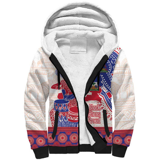 Afro-Haitians Proud Haiti Coat Of Arms Dashiki Sherpa Hoodie